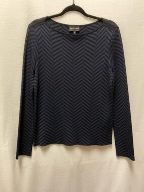 Women’s Emporio Armani Navy Chevron Knit Long Sleeve Top